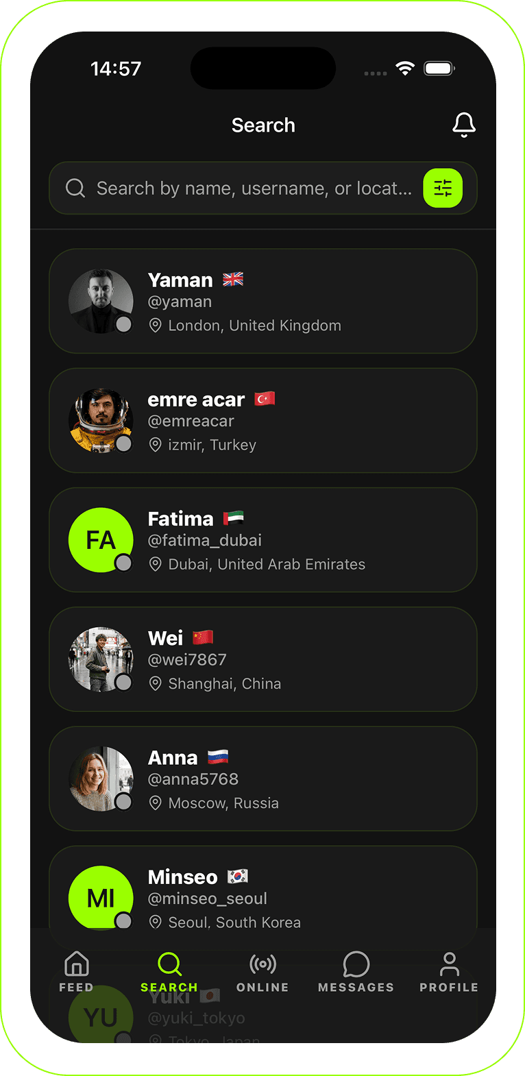 Yo!Pals Search Screen