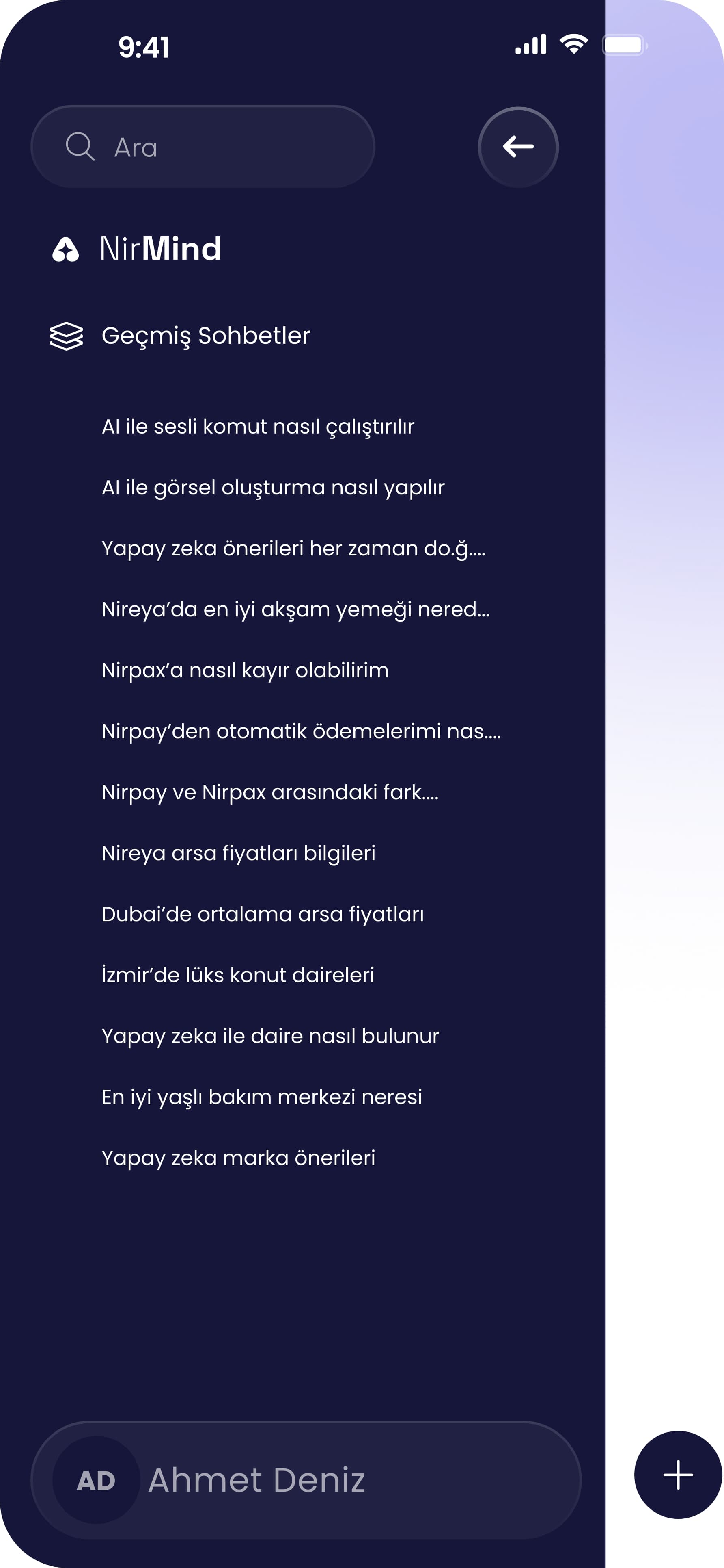 NirMind mobil ekran 5