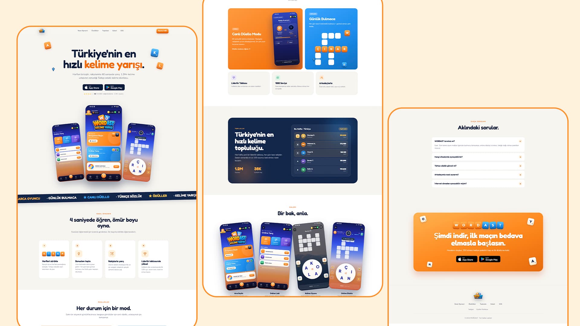 WordAst web sitesi tam sayfa görünümü